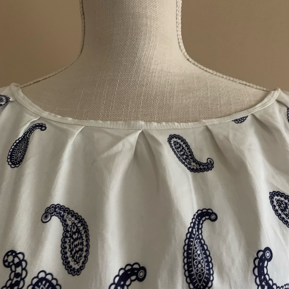 Nine West White Dress with Blue Paisley Design - Picture 2 of 14